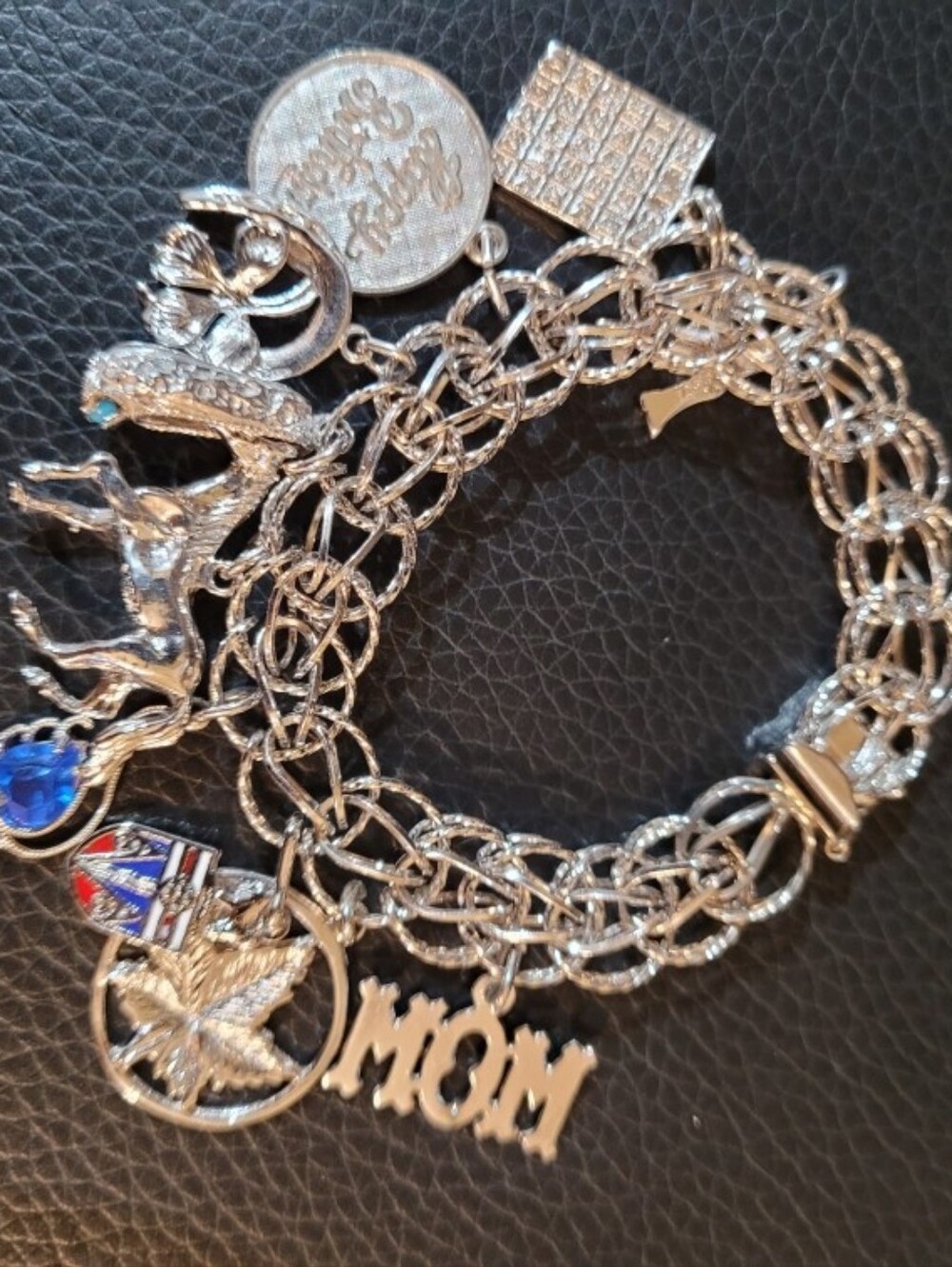 Silver-Tone Charm Bracelet with 'MOM' Pendant - Silver